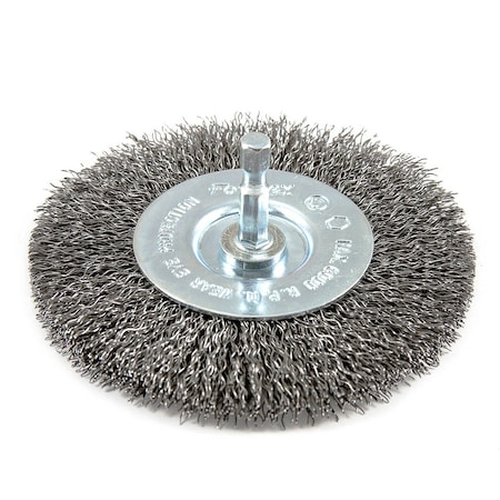 Forney Wire Wheel, Crimped, 4 in x .012 in x 1/4 in Hex Shank 72739